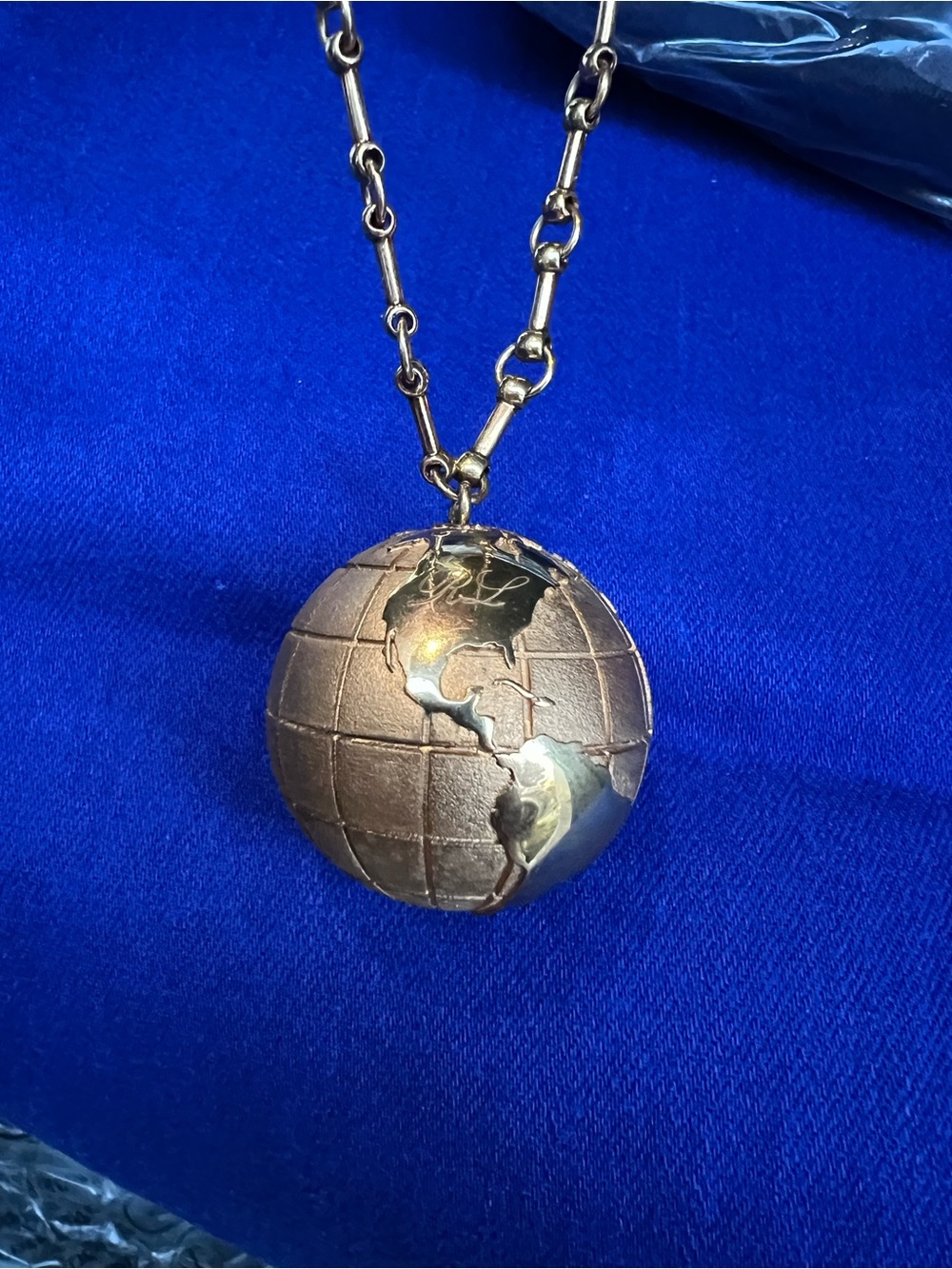 Ralph Lauren Brass Globe Pendant Necklace